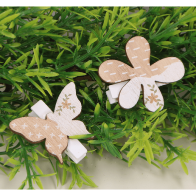 Spinacze kwiatki motylki naturalne 6szt