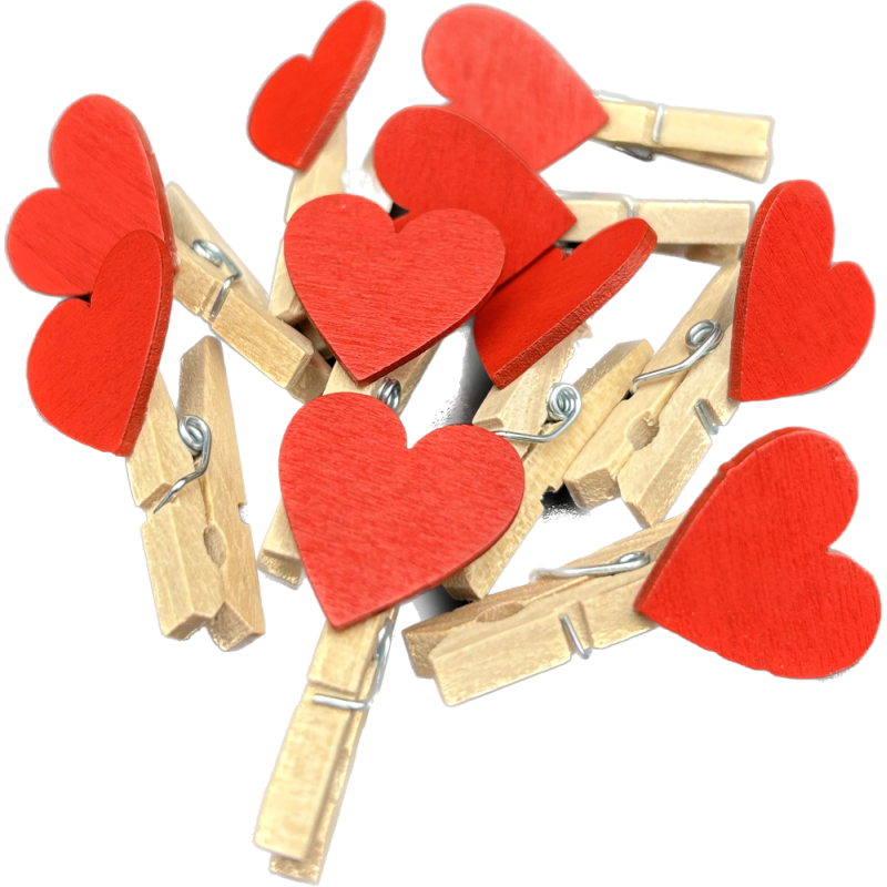 Spinacze drewniane klamerki serca