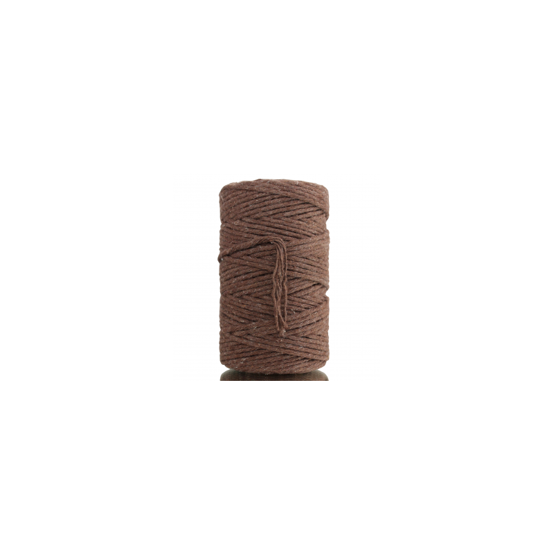 Sznurek bawełniany skręcany BRĄZOWY 60m 2mm