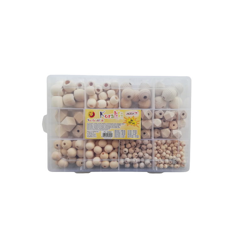 Korale koraliki zestaw w pudełku makramy decoupage