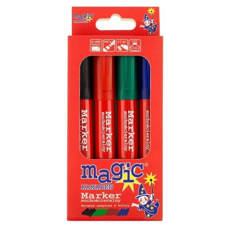 Marker suchościeralny różne kolory MAGIC 4 szt