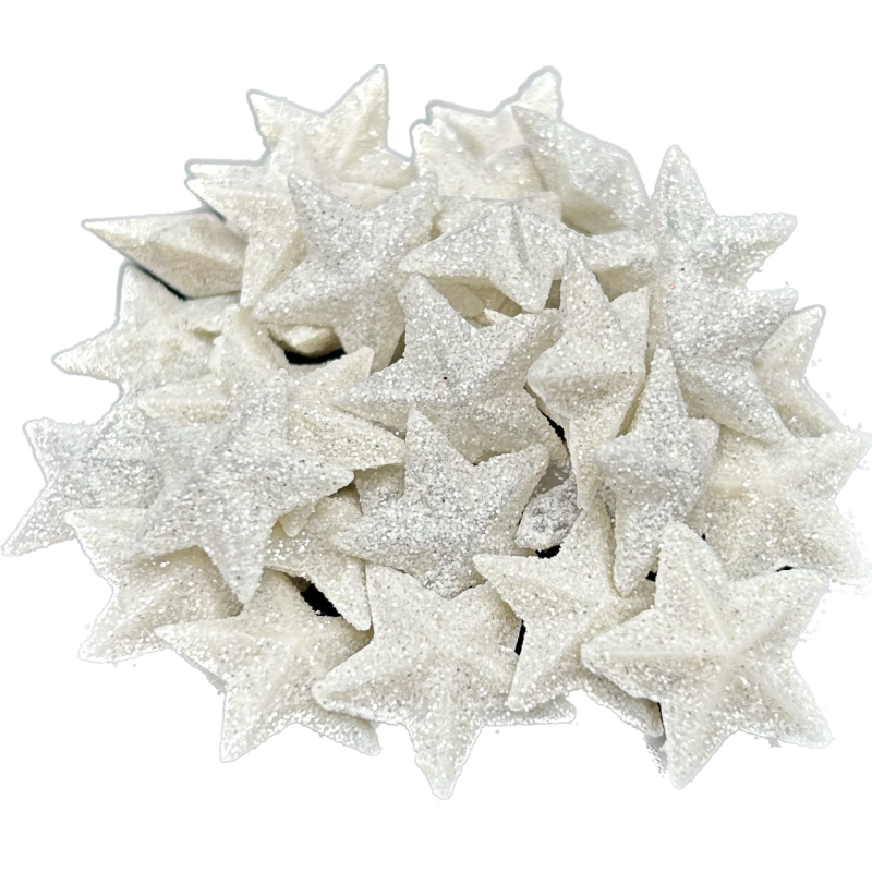 Gwiazdki dekoracyjne perłowe z brokatem