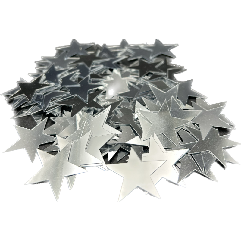 Gwiazdki plastikowe dekoracyjne srebrne konfetti